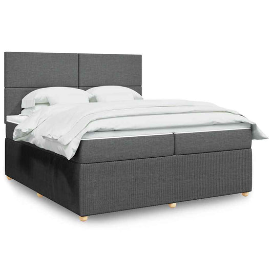 vidaXL Κρεβάτι Boxspring με Στρώμα Σκούρο Γκρι 200x200 εκ. Υφασμάτινο