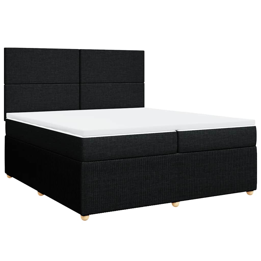 vidaXL Κρεβάτι Boxspring με Στρώμα Μαύρο 200x200 εκ. Υφασμάτινο