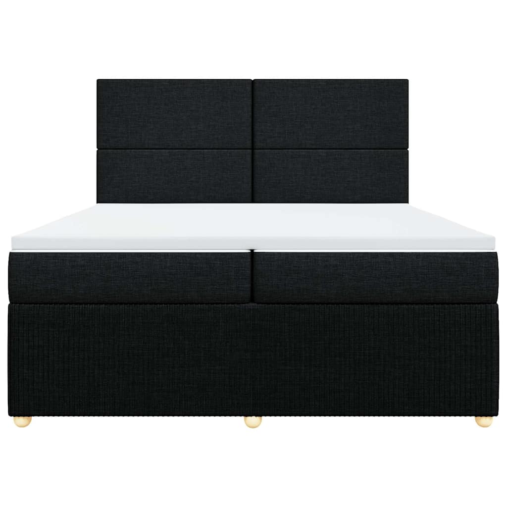 vidaXL Κρεβάτι Boxspring με Στρώμα Μαύρο 200x200 εκ. Υφασμάτινο