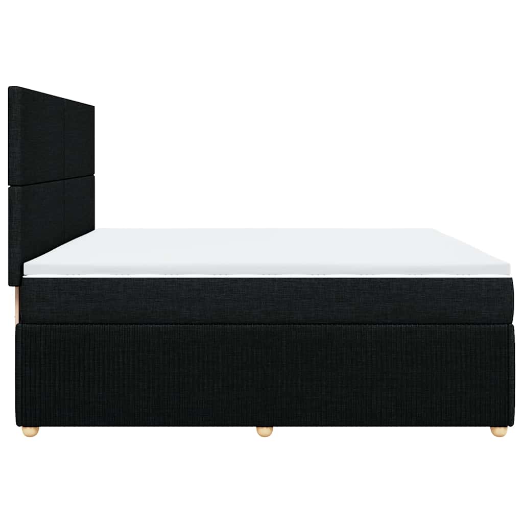 vidaXL Κρεβάτι Boxspring με Στρώμα Μαύρο 200x200 εκ. Υφασμάτινο