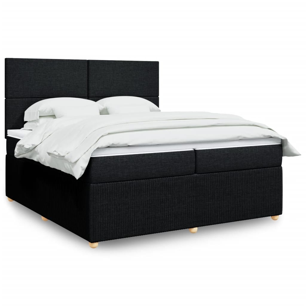 vidaXL Κρεβάτι Boxspring με Στρώμα Μαύρο 200x200 εκ. Υφασμάτινο