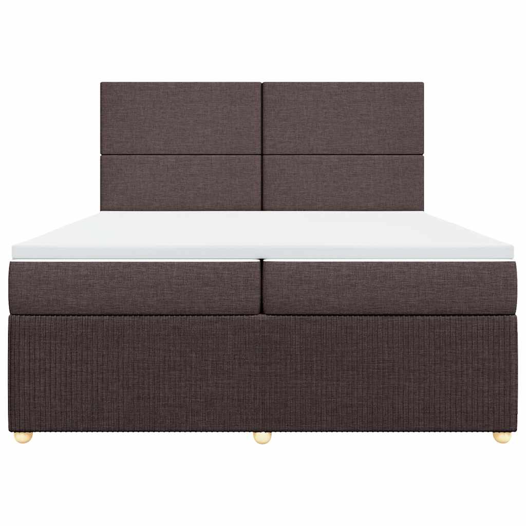 vidaXL Κρεβάτι Boxspring με Στρώμα Σκούρο Καφέ 200x200 εκ. Υφασμάτινο