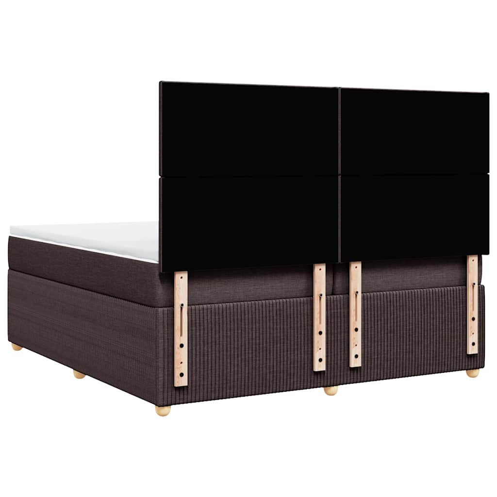 vidaXL Κρεβάτι Boxspring με Στρώμα Σκούρο Καφέ 200x200 εκ. Υφασμάτινο