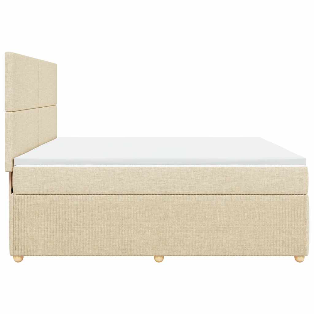 vidaXL Κρεβάτι Boxspring με Στρώμα Κρεμ 200x200 εκ. Υφασμάτινο