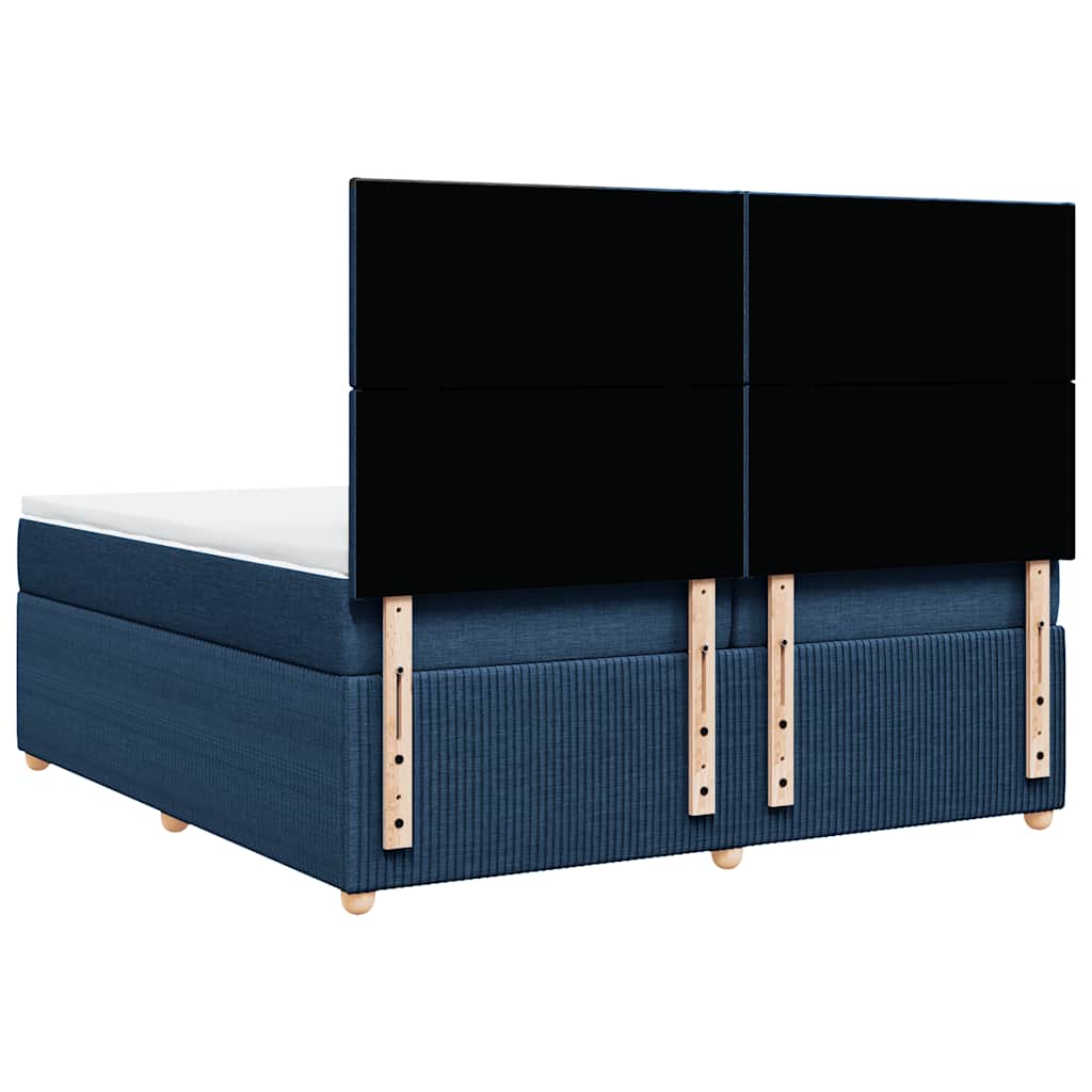 vidaXL Κρεβάτι Boxspring με Στρώμα Μπλε 200x200 εκ. Υφασμάτινο