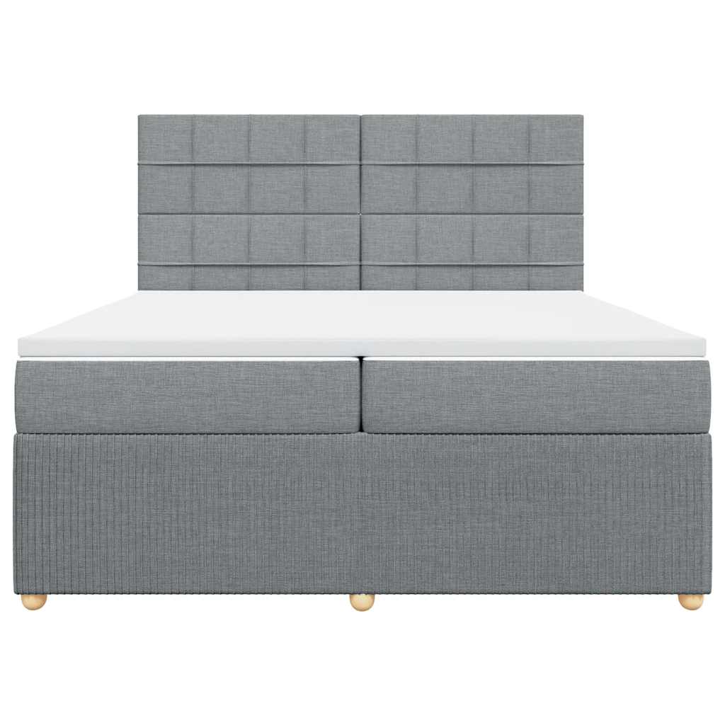 vidaXL Κρεβάτι Boxspring με Στρώμα Ανοιχτό Γκρι 200x200 εκ. Υφασμάτινο