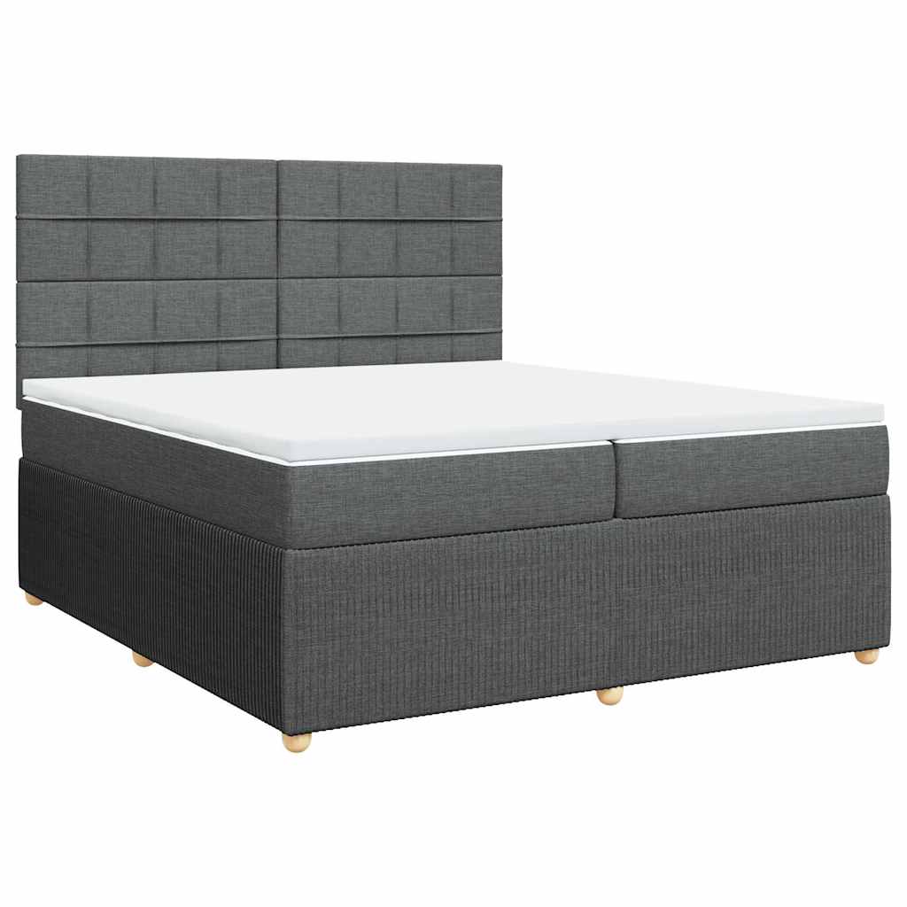 vidaXL Κρεβάτι Boxspring με Στρώμα Σκούρο Γκρι 200x200 εκ. Υφασμάτινο