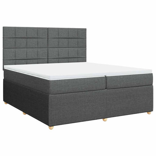 vidaXL Κρεβάτι Boxspring με Στρώμα Σκούρο Γκρι 200x200 εκ. Υφασμάτινο