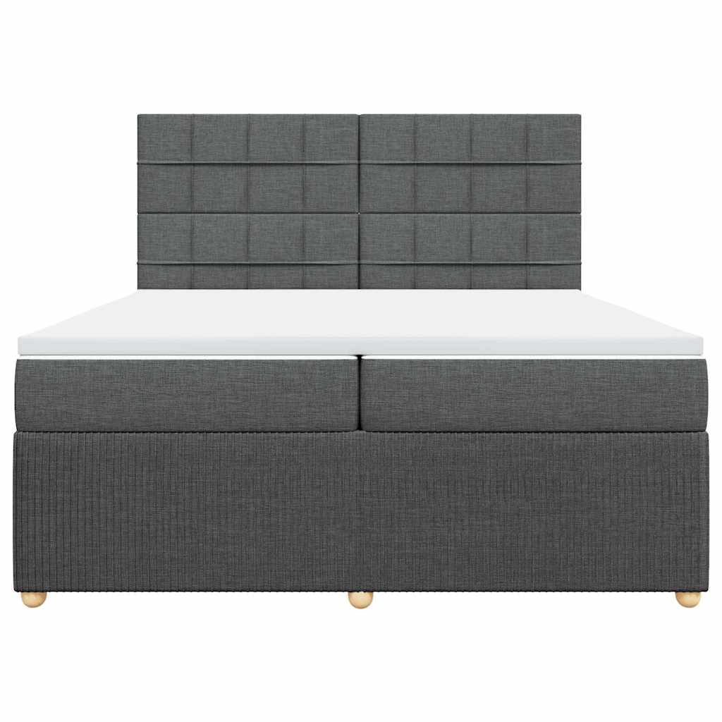 vidaXL Κρεβάτι Boxspring με Στρώμα Σκούρο Γκρι 200x200 εκ. Υφασμάτινο