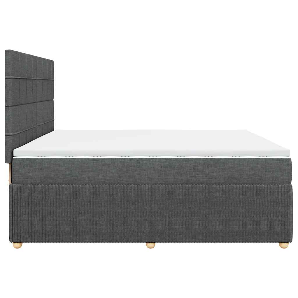 vidaXL Κρεβάτι Boxspring με Στρώμα Σκούρο Γκρι 200x200 εκ. Υφασμάτινο