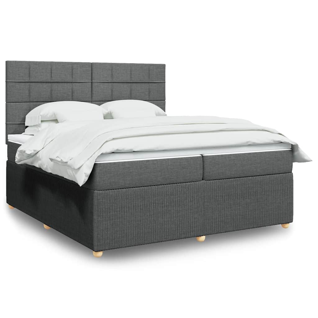 vidaXL Κρεβάτι Boxspring με Στρώμα Σκούρο Γκρι 200x200 εκ. Υφασμάτινο