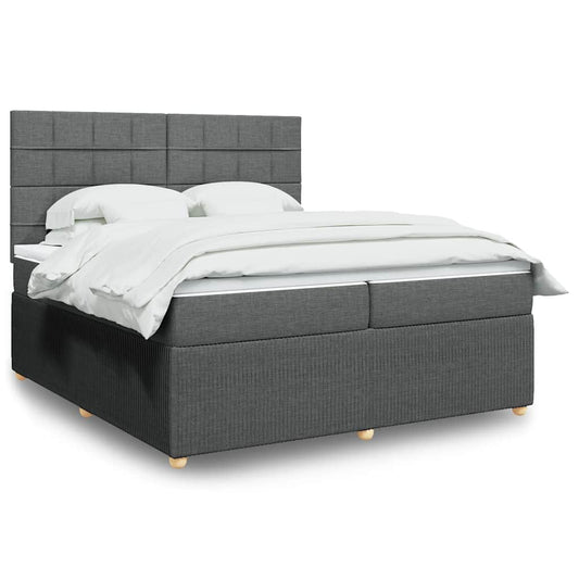 vidaXL Κρεβάτι Boxspring με Στρώμα Σκούρο Γκρι 200x200 εκ. Υφασμάτινο