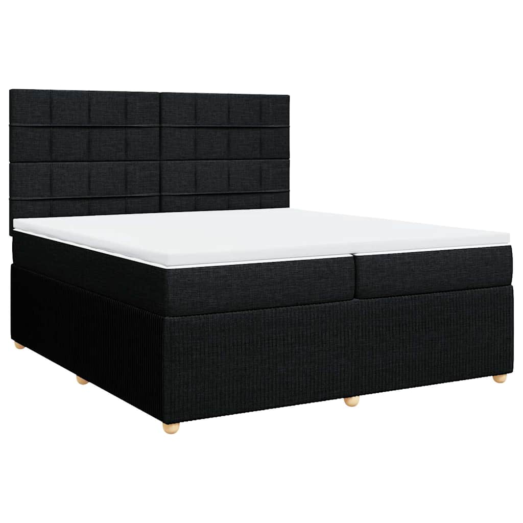 vidaXL Κρεβάτι Boxspring με Στρώμα Μαύρο 200x200 εκ. Υφασμάτινο