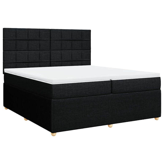 vidaXL Κρεβάτι Boxspring με Στρώμα Μαύρο 200x200 εκ. Υφασμάτινο