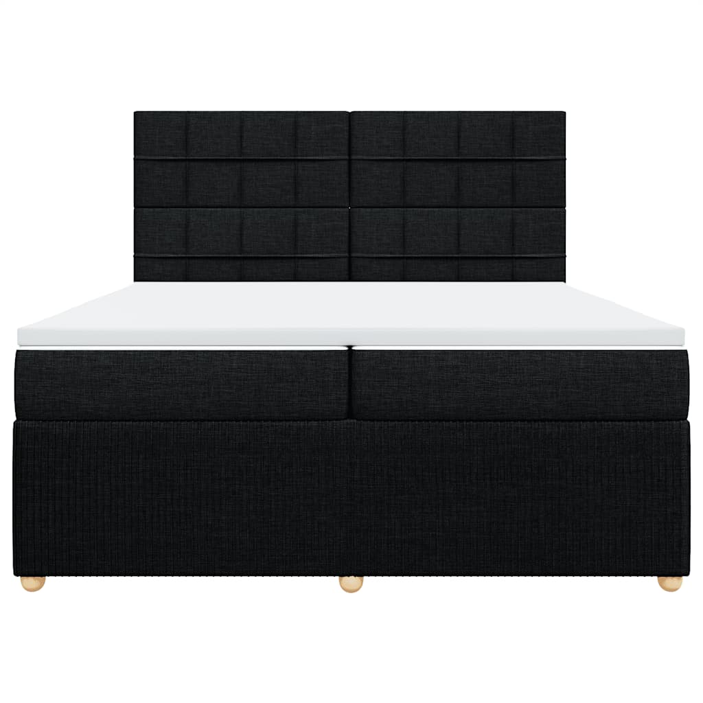vidaXL Κρεβάτι Boxspring με Στρώμα Μαύρο 200x200 εκ. Υφασμάτινο