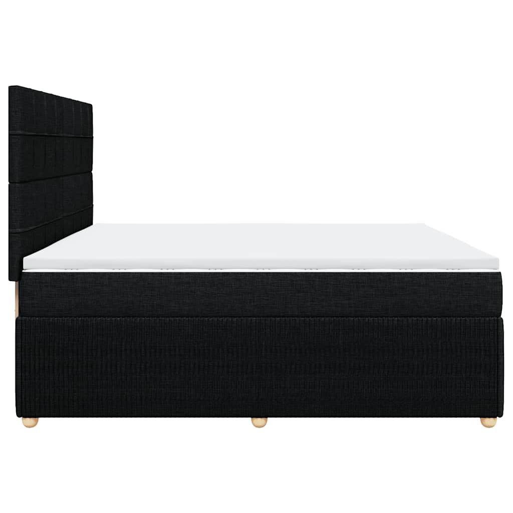 vidaXL Κρεβάτι Boxspring με Στρώμα Μαύρο 200x200 εκ. Υφασμάτινο