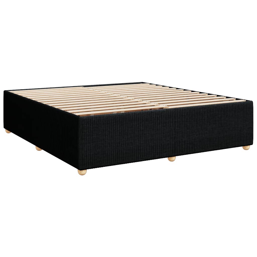 vidaXL Κρεβάτι Boxspring με Στρώμα Μαύρο 200x200 εκ. Υφασμάτινο