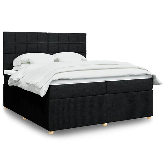 vidaXL Κρεβάτι Boxspring με Στρώμα Μαύρο 200x200 εκ. Υφασμάτινο