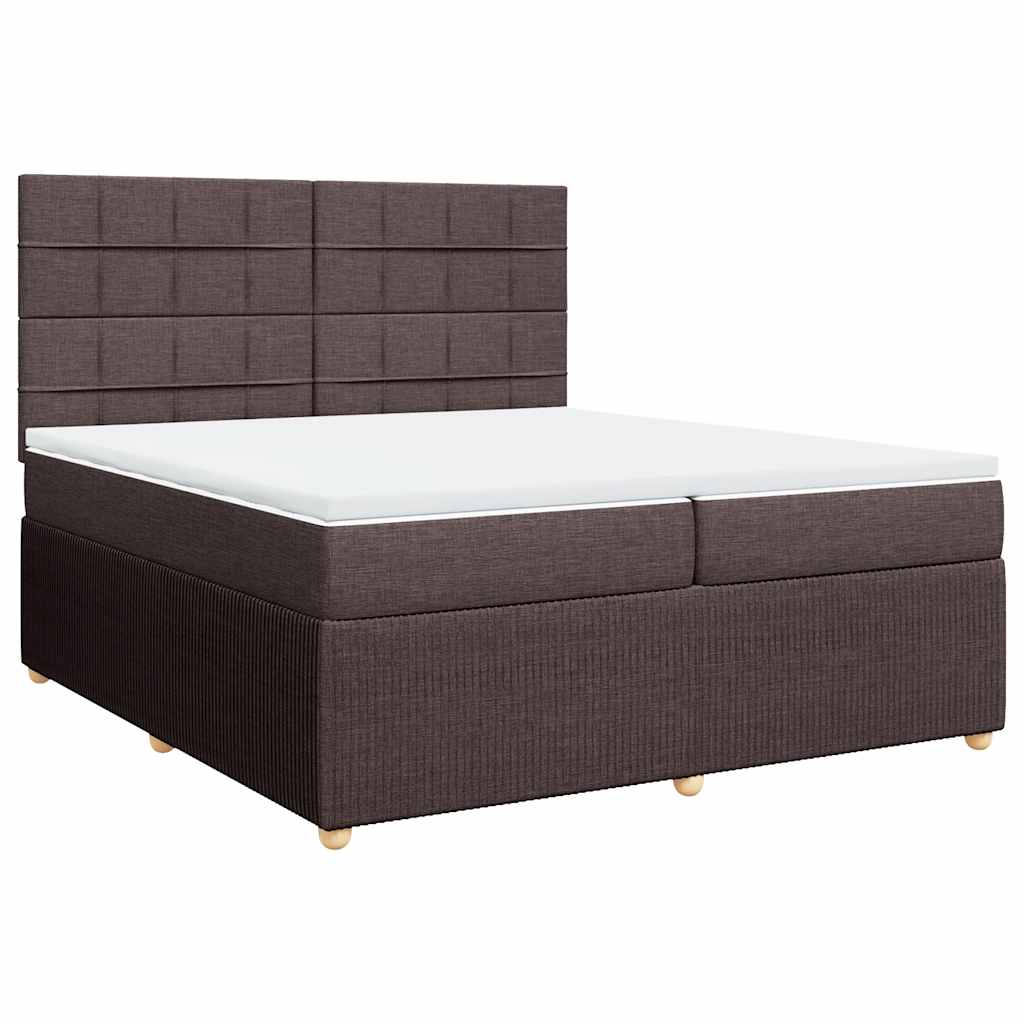 vidaXL Κρεβάτι Boxspring με Στρώμα Σκούρο Καφέ 200x200 εκ. Υφασμάτινο
