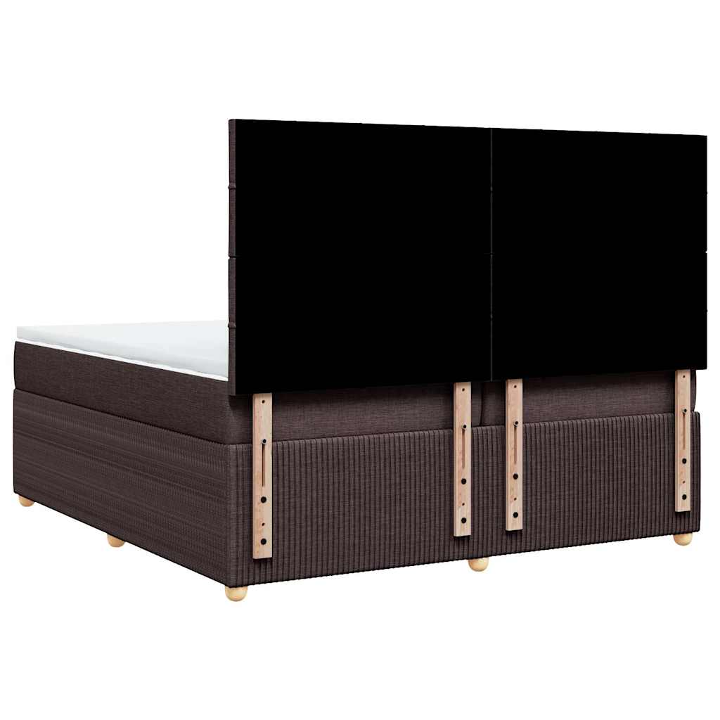 vidaXL Κρεβάτι Boxspring με Στρώμα Σκούρο Καφέ 200x200 εκ. Υφασμάτινο