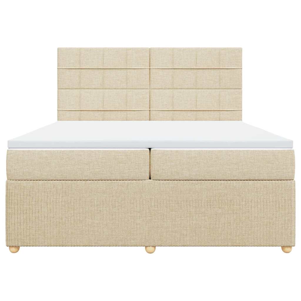 vidaXL Κρεβάτι Boxspring με Στρώμα Κρεμ 200x200 εκ. Υφασμάτινο