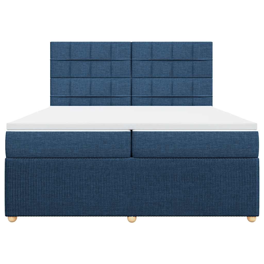 vidaXL Κρεβάτι Boxspring με Στρώμα Μπλε 200x200 εκ. Υφασμάτινο