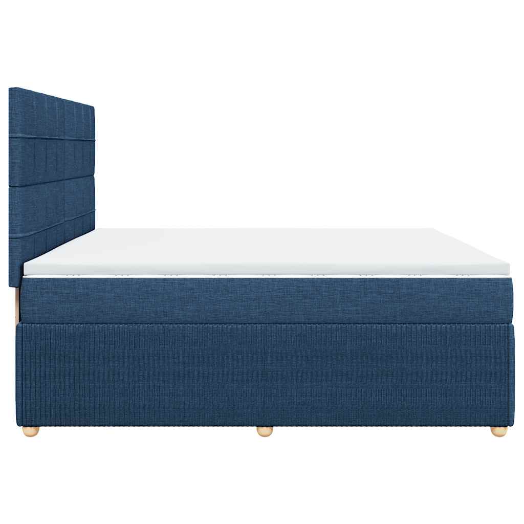 vidaXL Κρεβάτι Boxspring με Στρώμα Μπλε 200x200 εκ. Υφασμάτινο