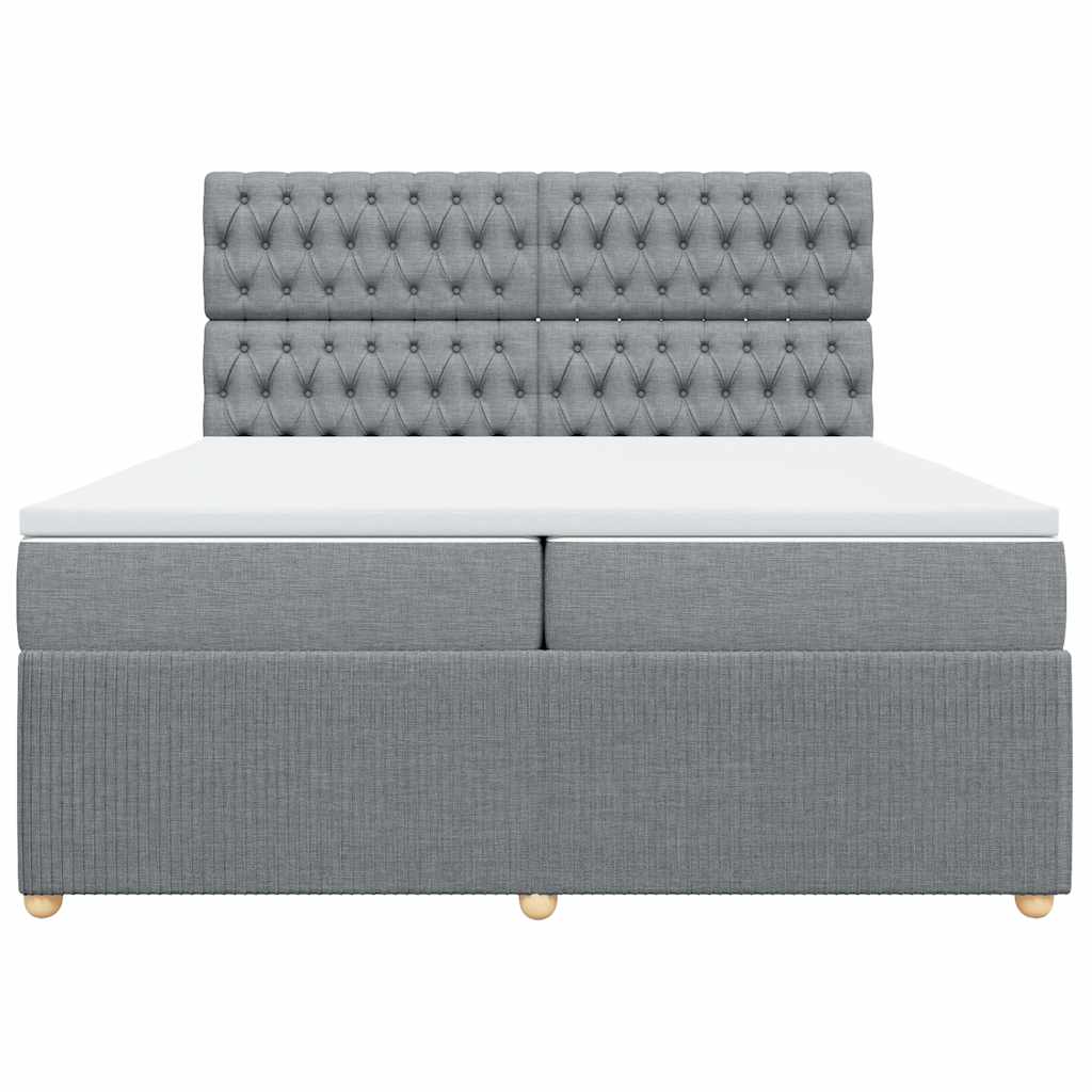 vidaXL Κρεβάτι Boxspring με Στρώμα Ανοιχτό Γκρι 200x200 εκ. Υφασμάτινο