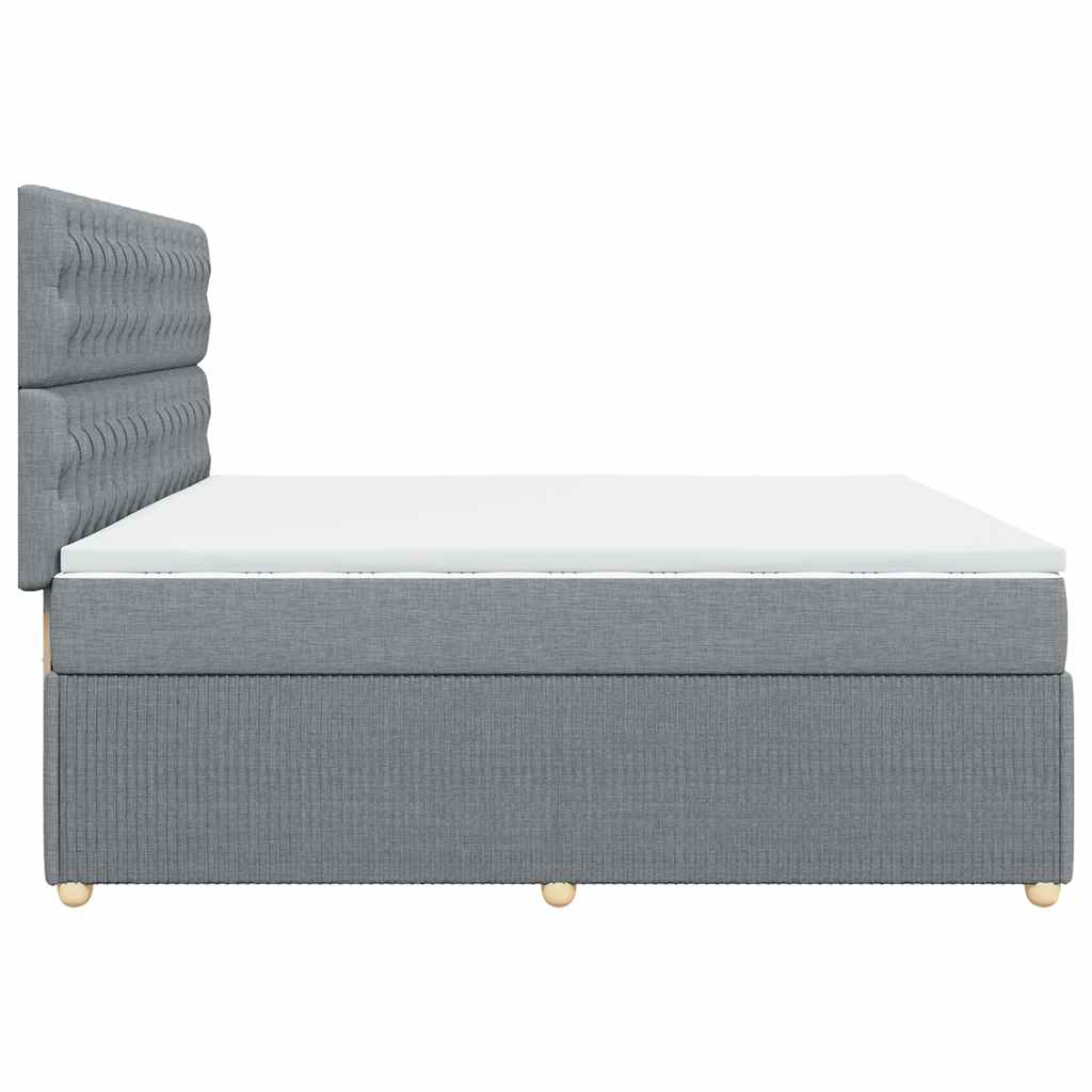 vidaXL Κρεβάτι Boxspring με Στρώμα Ανοιχτό Γκρι 200x200 εκ. Υφασμάτινο