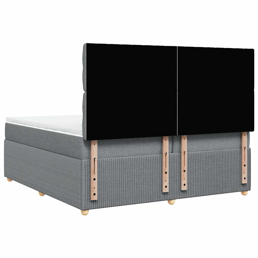 vidaXL Κρεβάτι Boxspring με Στρώμα Ανοιχτό Γκρι 200x200 εκ. Υφασμάτινο