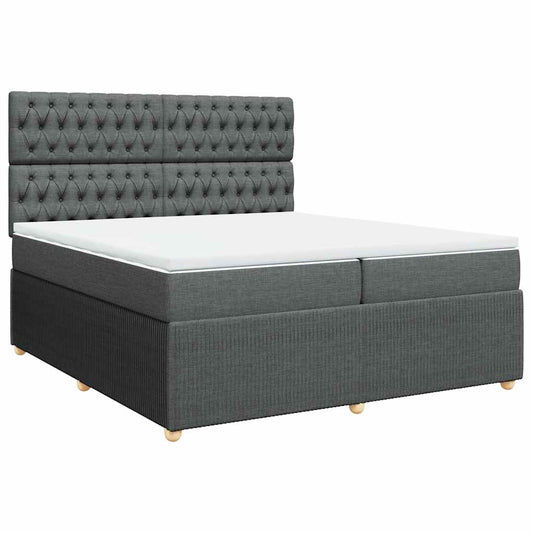 vidaXL Κρεβάτι Boxspring με Στρώμα Σκούρο Γκρι 200x200 εκ. Υφασμάτινο