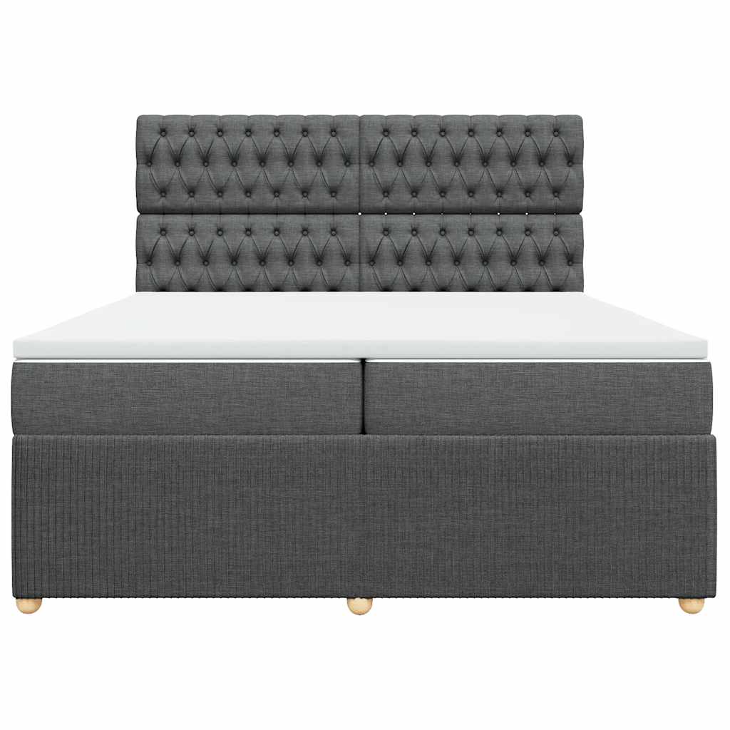 vidaXL Κρεβάτι Boxspring με Στρώμα Σκούρο Γκρι 200x200 εκ. Υφασμάτινο