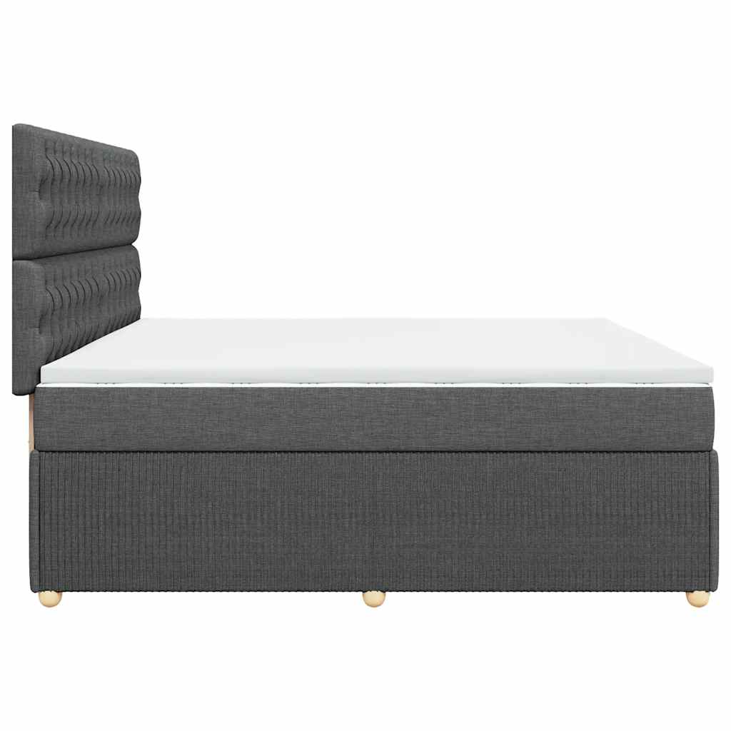 vidaXL Κρεβάτι Boxspring με Στρώμα Σκούρο Γκρι 200x200 εκ. Υφασμάτινο