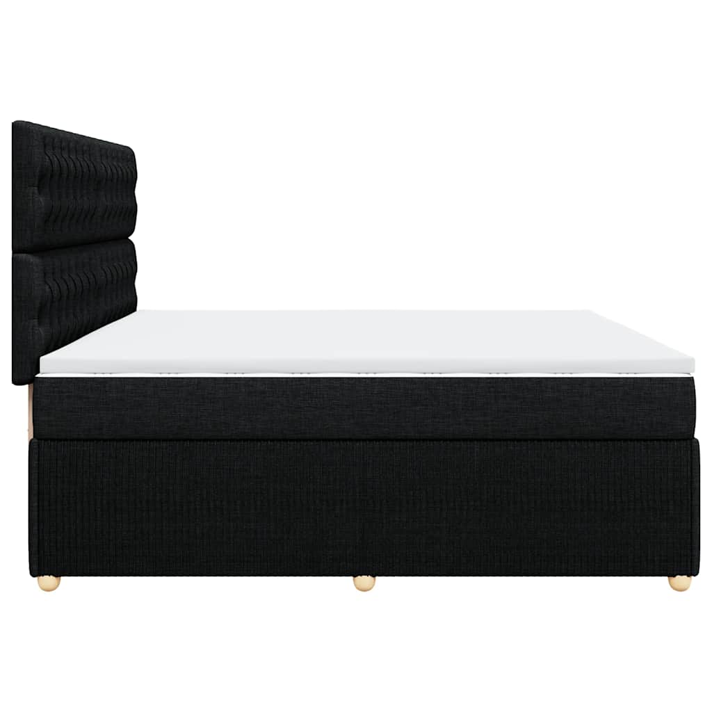 vidaXL Κρεβάτι Boxspring με Στρώμα Μαύρο 200x200 εκ. Υφασμάτινο
