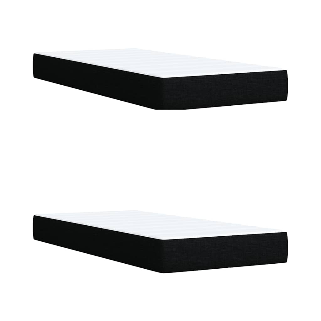 vidaXL Κρεβάτι Boxspring με Στρώμα Μαύρο 200x200 εκ. Υφασμάτινο