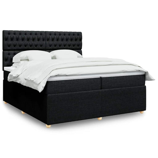 vidaXL Κρεβάτι Boxspring με Στρώμα Μαύρο 200x200 εκ. Υφασμάτινο