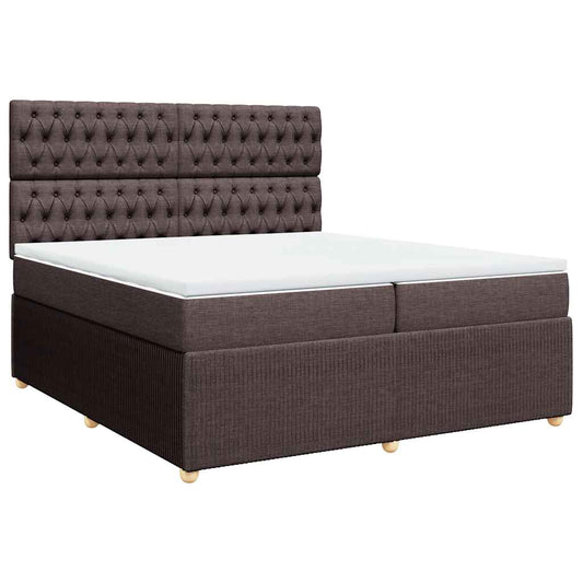 vidaXL Κρεβάτι Boxspring με Στρώμα Σκούρο Καφέ 200x200 εκ. Υφασμάτινο