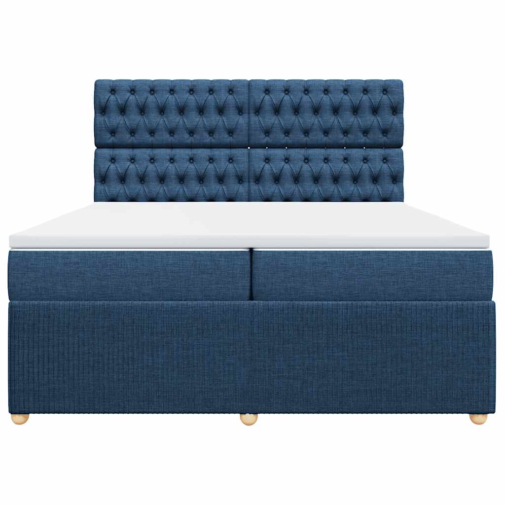 vidaXL Κρεβάτι Boxspring με Στρώμα Μπλε 200x200 εκ. Υφασμάτινο