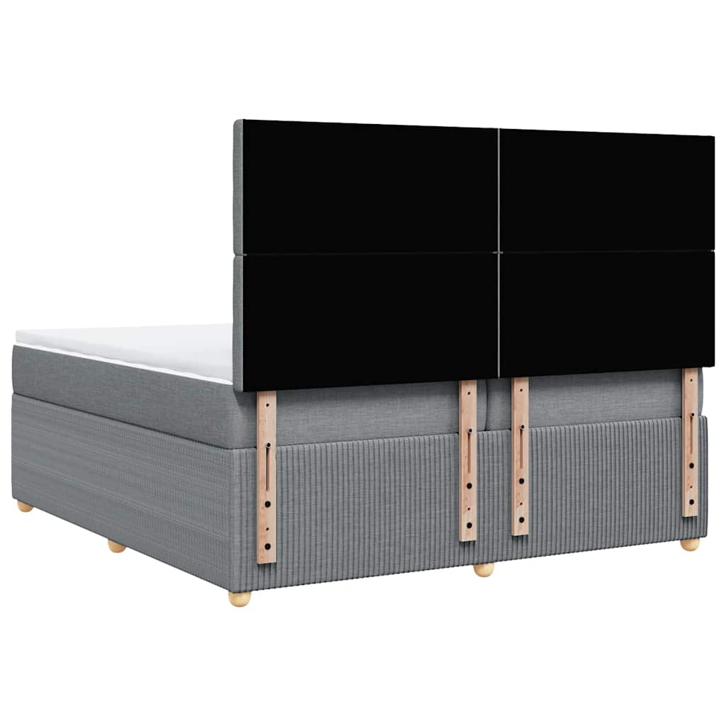 vidaXL Κρεβάτι Boxspring με Στρώμα Ανοιχτό Γκρι 200x200 εκ. Υφασμάτινο