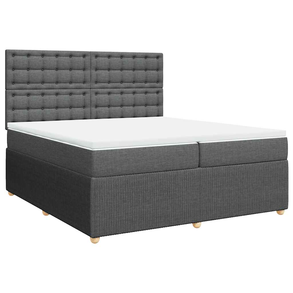 vidaXL Κρεβάτι Boxspring με Στρώμα Σκούρο Γκρι 200x200 εκ. Υφασμάτινο