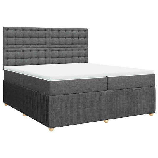 vidaXL Κρεβάτι Boxspring με Στρώμα Σκούρο Γκρι 200x200 εκ. Υφασμάτινο