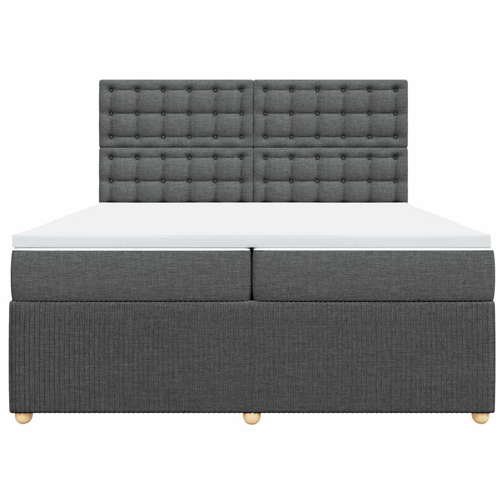 vidaXL Κρεβάτι Boxspring με Στρώμα Σκούρο Γκρι 200x200 εκ. Υφασμάτινο