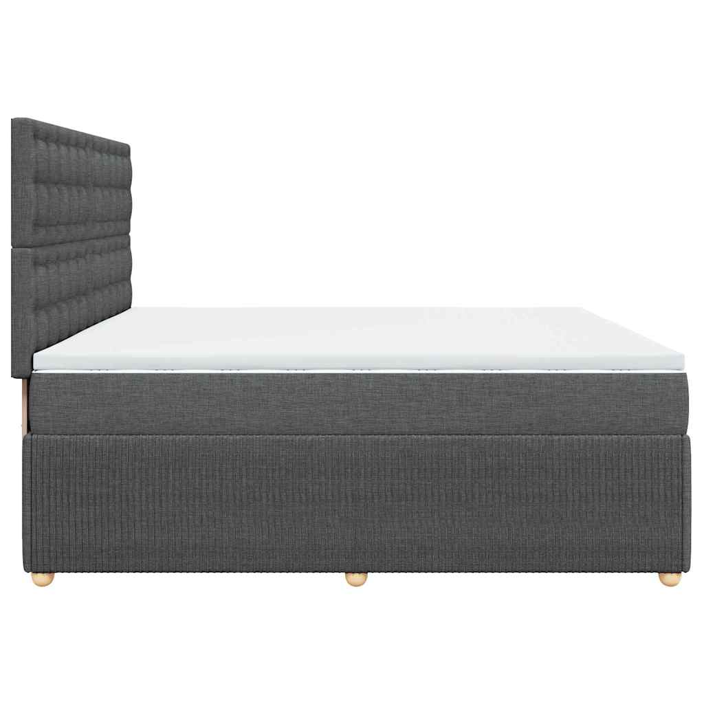 vidaXL Κρεβάτι Boxspring με Στρώμα Σκούρο Γκρι 200x200 εκ. Υφασμάτινο