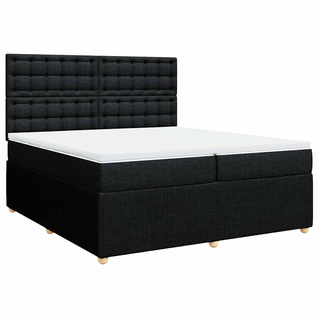 vidaXL Κρεβάτι Boxspring με Στρώμα Μαύρο 200x200 εκ. Υφασμάτινο