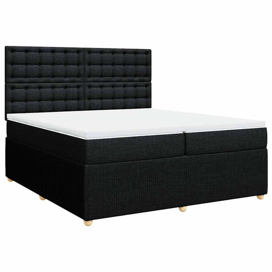 vidaXL Κρεβάτι Boxspring με Στρώμα Μαύρο 200x200 εκ. Υφασμάτινο