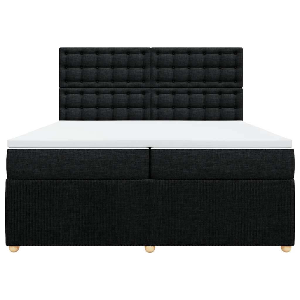 vidaXL Κρεβάτι Boxspring με Στρώμα Μαύρο 200x200 εκ. Υφασμάτινο