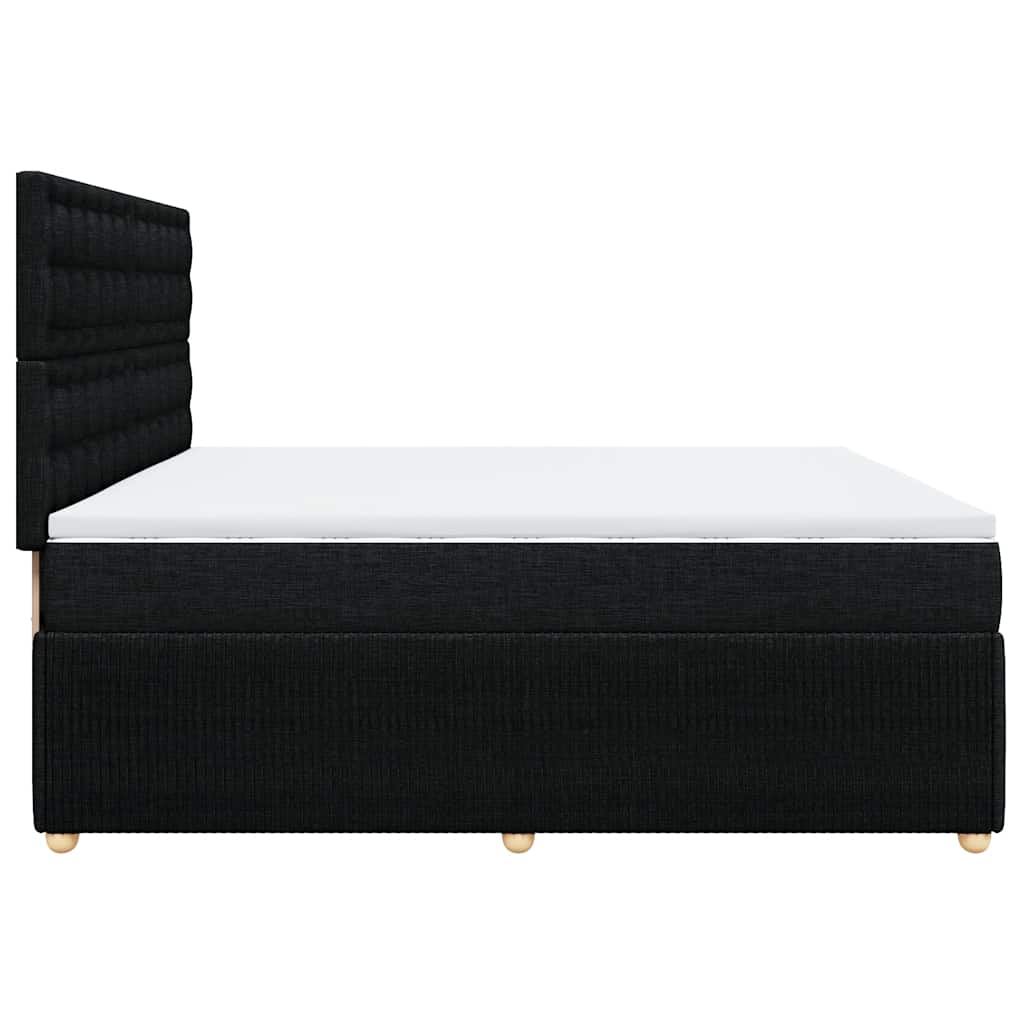 vidaXL Κρεβάτι Boxspring με Στρώμα Μαύρο 200x200 εκ. Υφασμάτινο