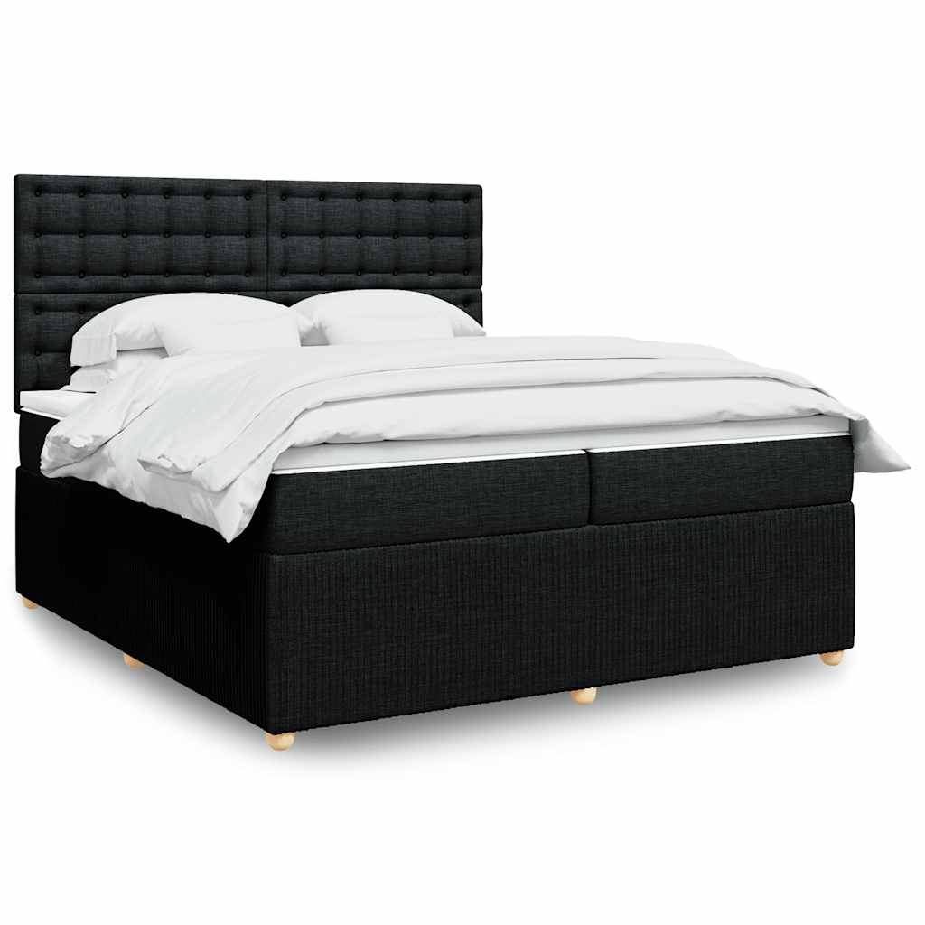 vidaXL Κρεβάτι Boxspring με Στρώμα Μαύρο 200x200 εκ. Υφασμάτινο