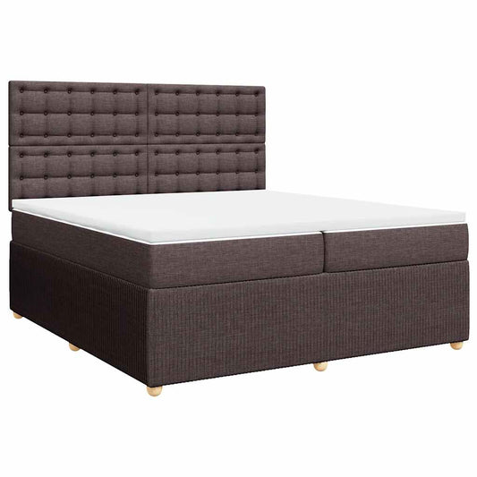 vidaXL Κρεβάτι Boxspring με Στρώμα Σκούρο Καφέ 200x200 εκ. Υφασμάτινο