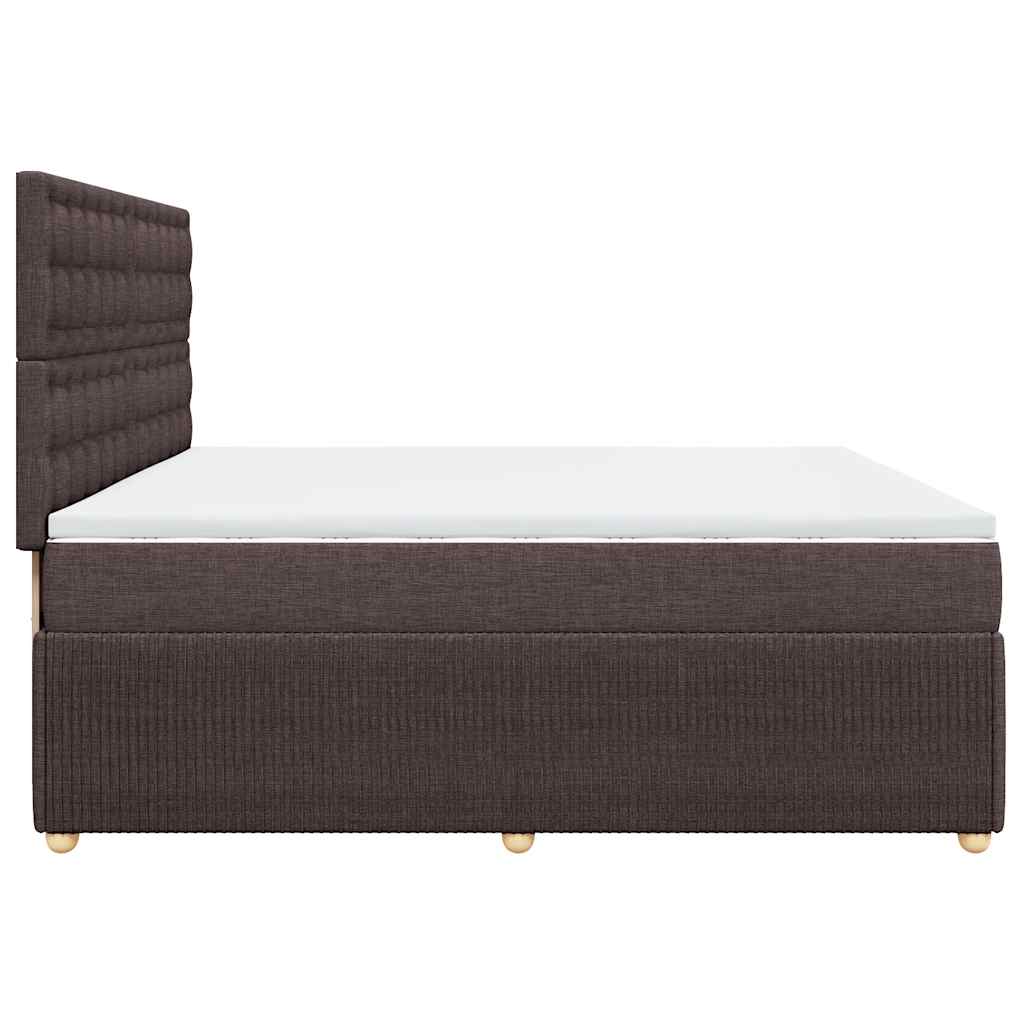 vidaXL Κρεβάτι Boxspring με Στρώμα Σκούρο Καφέ 200x200 εκ. Υφασμάτινο